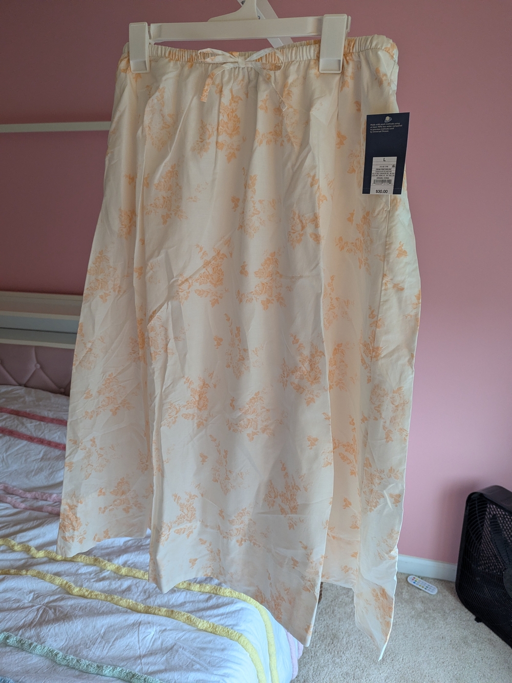 Universal Thread Cream Maxi Skirt w/ Peach Floral Print Size Large With Pockets